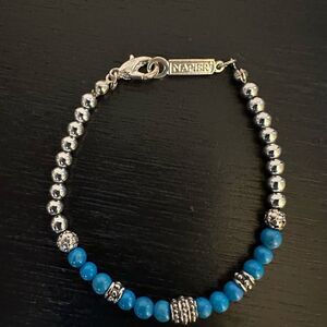 Napier silver plated bracelet w/turquoise colored beads